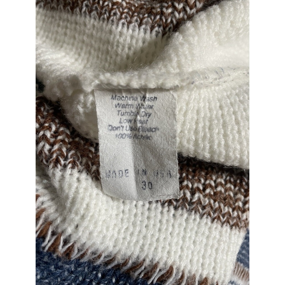 Vintage 80's Clifton Place Sweater Size XL White Bohemian Aztec Made in USA - Picture 5 of 9